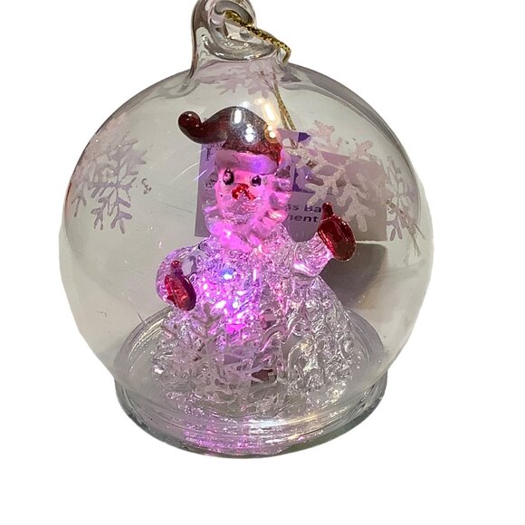 Simply Holiday LED Glass Ball Ornament Santa Snowman Multicolor NWT Snowflake 3" - Picture 10 of 11